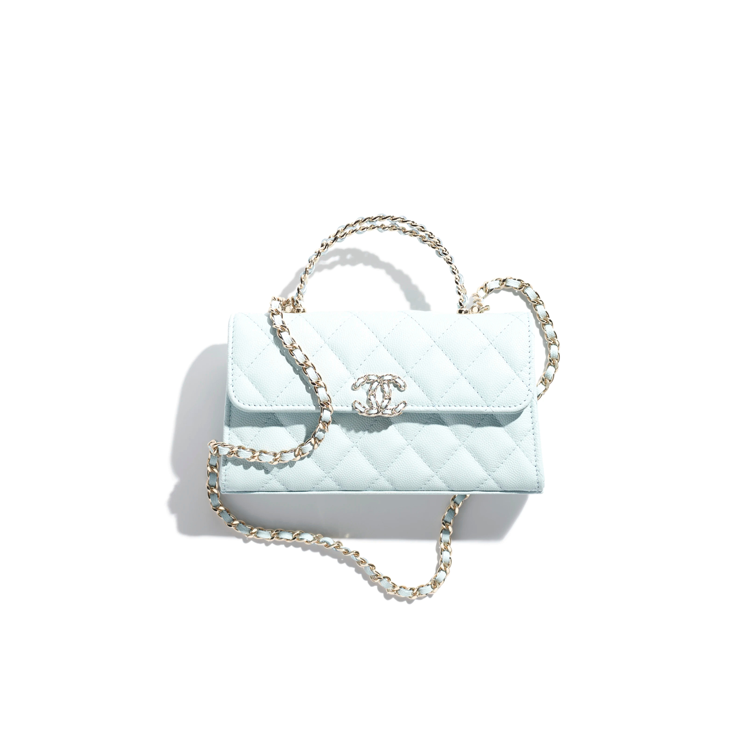 CHANEL MASTER FLAP PHONE HOLDER WITH CHAIN GRAINED SHINY AP3238 (18*10*4.5cm)